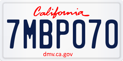 CA license plate 7MBP070