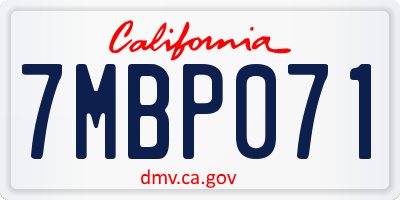 CA license plate 7MBP071