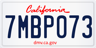 CA license plate 7MBP073