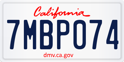 CA license plate 7MBP074