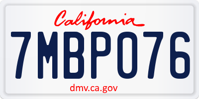 CA license plate 7MBP076