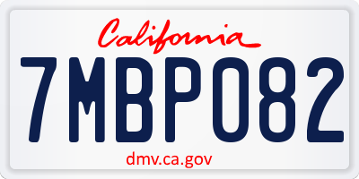 CA license plate 7MBP082