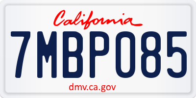 CA license plate 7MBP085