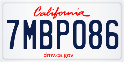 CA license plate 7MBP086