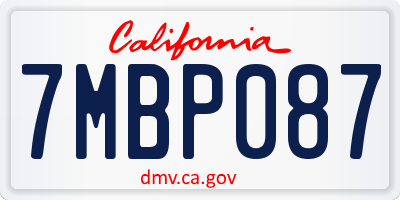 CA license plate 7MBP087