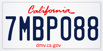 CA license plate 7MBP088