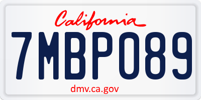 CA license plate 7MBP089