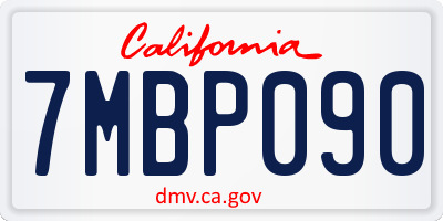 CA license plate 7MBP090