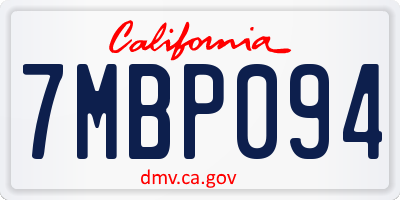 CA license plate 7MBP094