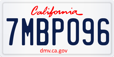 CA license plate 7MBP096