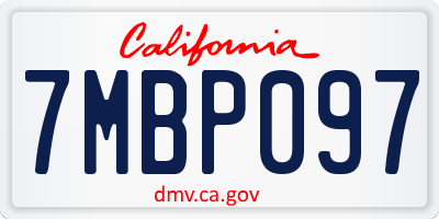 CA license plate 7MBP097