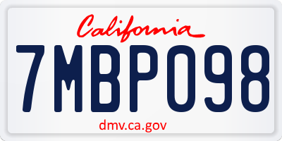 CA license plate 7MBP098
