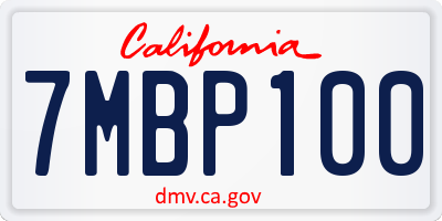 CA license plate 7MBP100