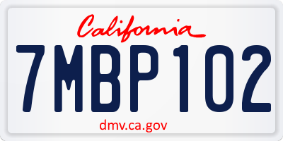 CA license plate 7MBP102