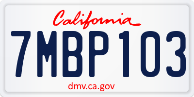 CA license plate 7MBP103