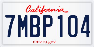 CA license plate 7MBP104