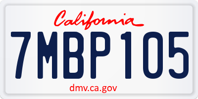 CA license plate 7MBP105