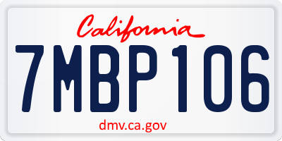 CA license plate 7MBP106