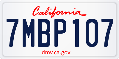CA license plate 7MBP107