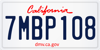 CA license plate 7MBP108