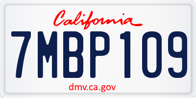 CA license plate 7MBP109