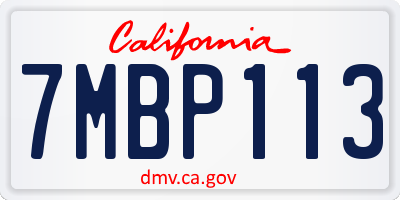 CA license plate 7MBP113