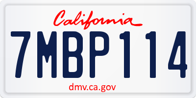 CA license plate 7MBP114