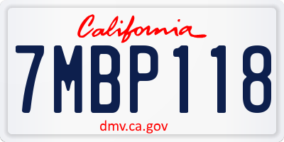 CA license plate 7MBP118