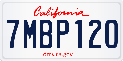 CA license plate 7MBP120