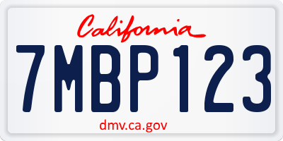 CA license plate 7MBP123