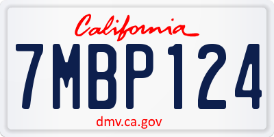 CA license plate 7MBP124