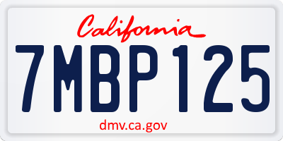 CA license plate 7MBP125