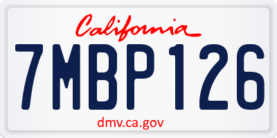 CA license plate 7MBP126