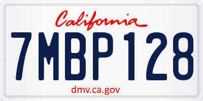 CA license plate 7MBP128
