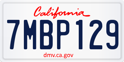 CA license plate 7MBP129