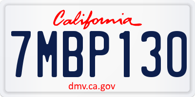 CA license plate 7MBP130