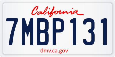 CA license plate 7MBP131