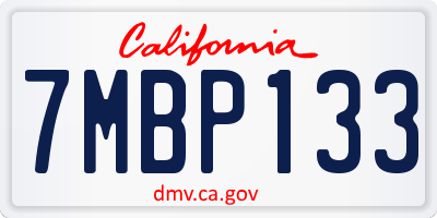 CA license plate 7MBP133