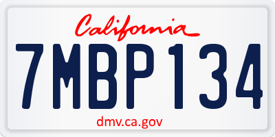 CA license plate 7MBP134