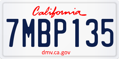 CA license plate 7MBP135