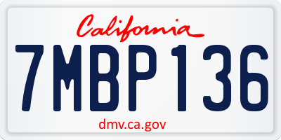 CA license plate 7MBP136