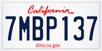 CA license plate 7MBP137