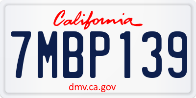 CA license plate 7MBP139