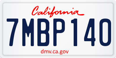 CA license plate 7MBP140