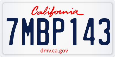 CA license plate 7MBP143