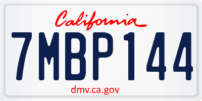 CA license plate 7MBP144