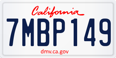 CA license plate 7MBP149