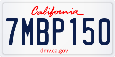 CA license plate 7MBP150