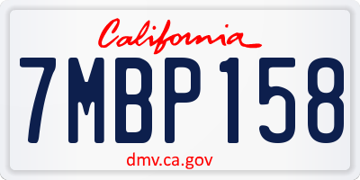 CA license plate 7MBP158