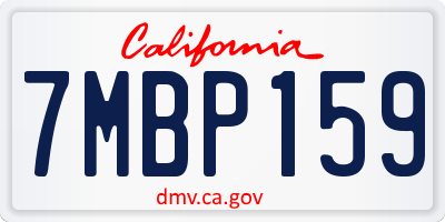 CA license plate 7MBP159